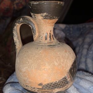 Vintage Terracotta Vase with Black Accents